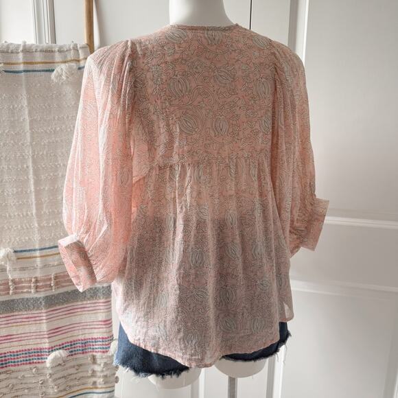 Marea Steph Blush Pink 3/4 Balloon Sleeves Slouchy Pullover Top Women’s Small - Picture 5 of 11